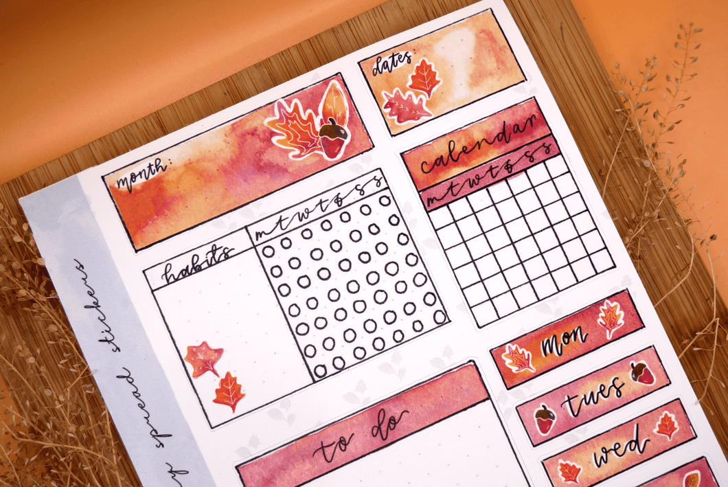 Autumnal Weekly Spread Template Stickers