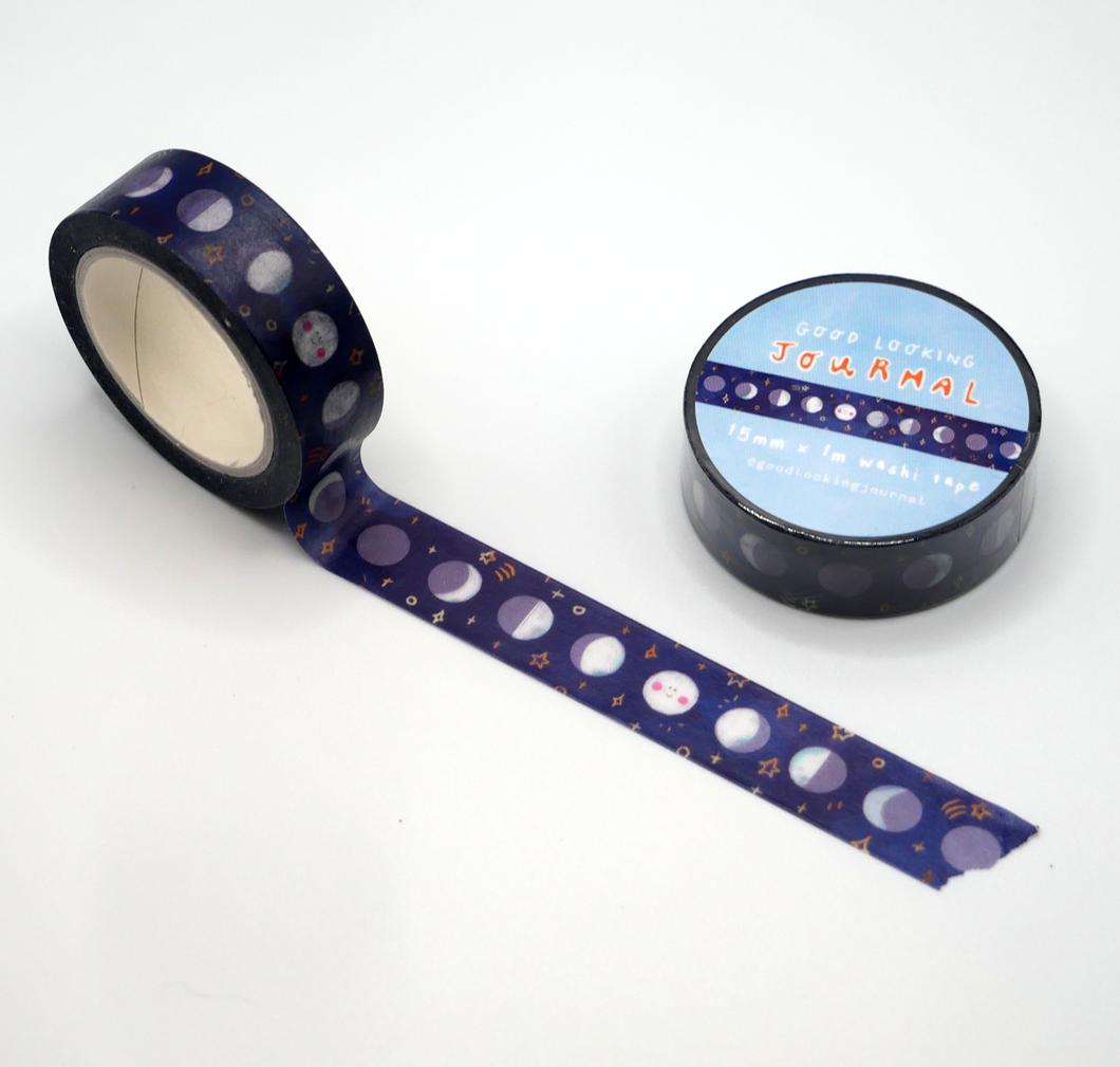 Moon Phases Washi Tape - decorative masking tape for journaling