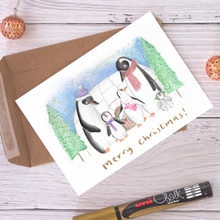 Load image into Gallery viewer, Handmade Penguin Family Christmas Cards
