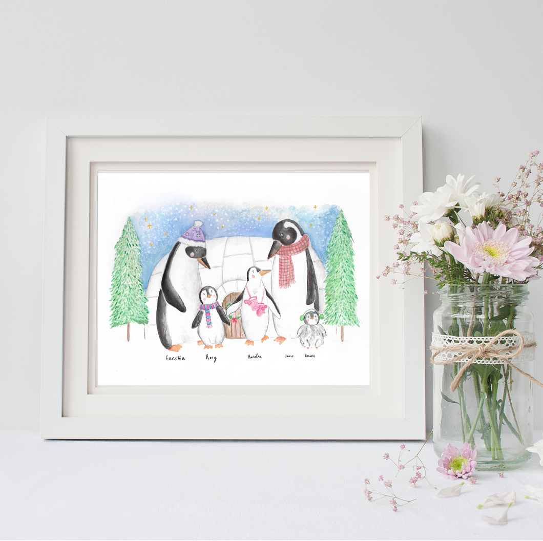 Christmas Wall Art - A Personalised Penguin Family Portrait!