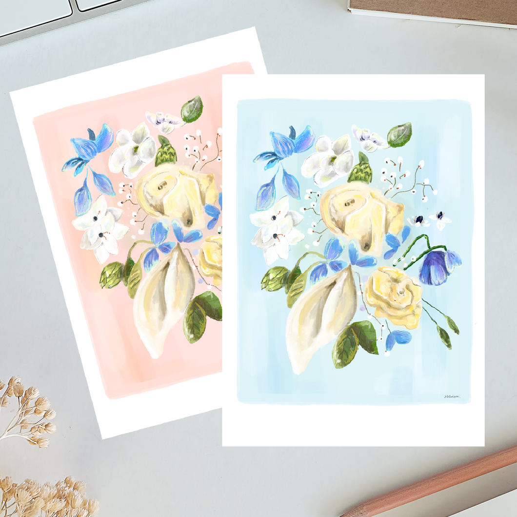 Pastel Floral Postcards (A6 - set of 2)