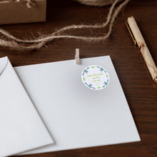 Load image into Gallery viewer, Blue handmade with love sticker on white envelope
