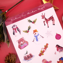 Load image into Gallery viewer, Festive Fun Sticker Sheet - Adorable Hand Painted Christmas Stickers for your Bullet Journal
