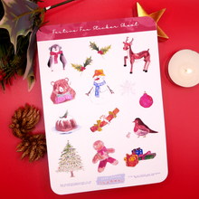 Load image into Gallery viewer, Festive Fun Sticker Sheet - Adorable Hand Painted Christmas Stickers for your Bullet Journal
