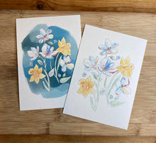 Load image into Gallery viewer, Daffodil and Magnolia Postcards (A6 - set of 2)
