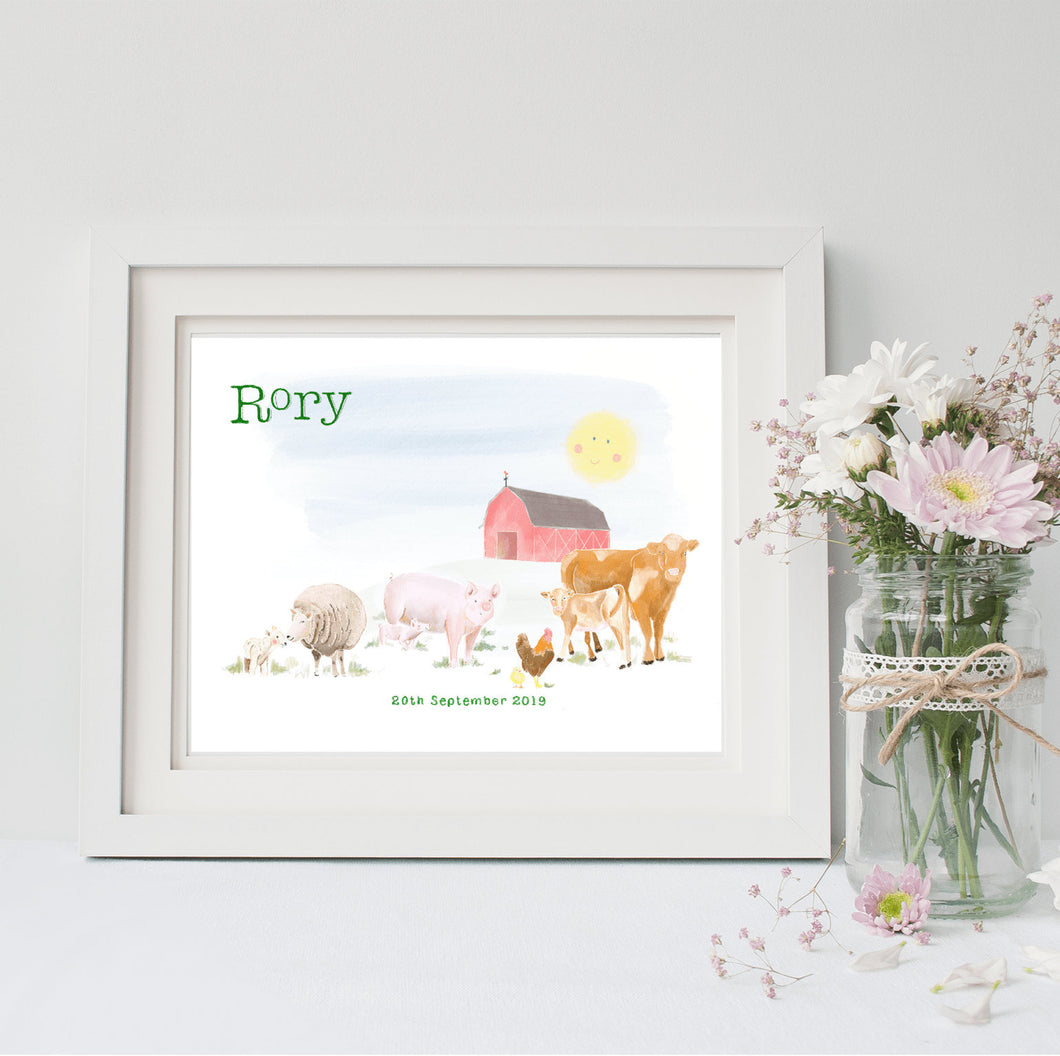 Farm Animals Nursery Wall Art (Landscape)