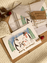 Load image into Gallery viewer, Handmade Penguin Family Christmas Cards
