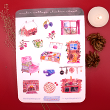 Load image into Gallery viewer, Winter Cottage Sticker Sheet - Adorable Hand Painted Winter Stickers for your Bullet Journal
